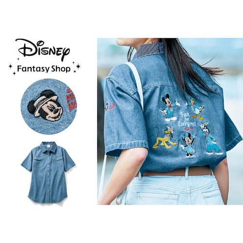 【DisneyFantasyShop30周年限定品】 デニムオープンカラーシャツ「ミッキー＆フレンズ」