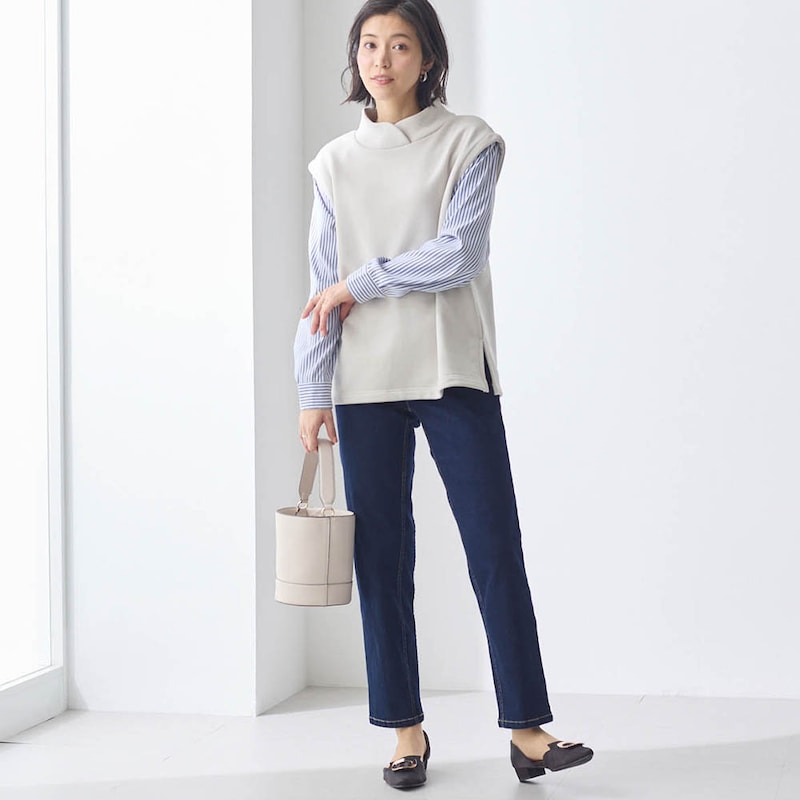 モデル身長168cm／M・股下70cm ※写真は撮影用のため股下+6cmになります。