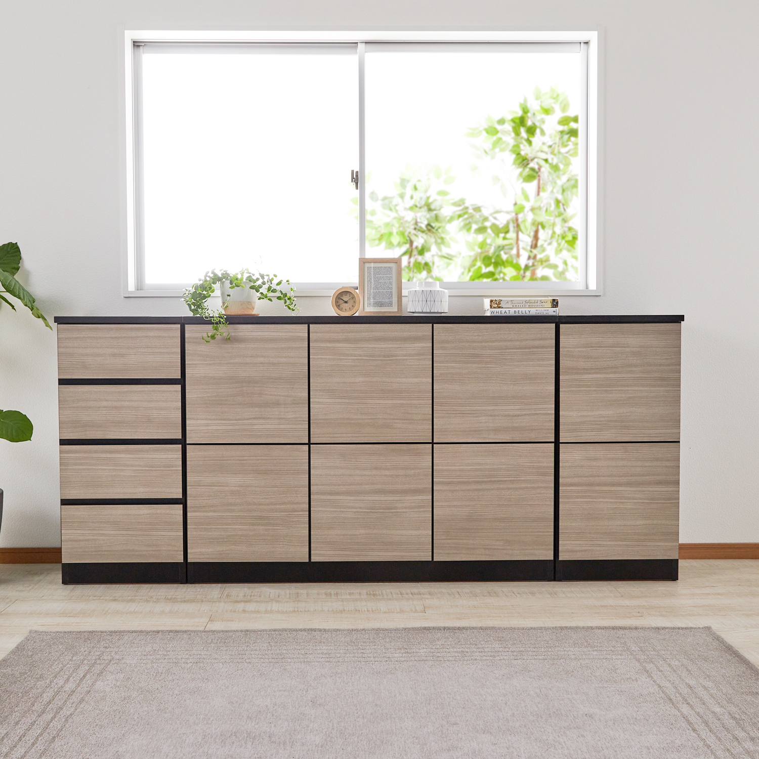 【ベルメゾン】【受注生産】流れる木目柄が美しいカウンターキャビネット