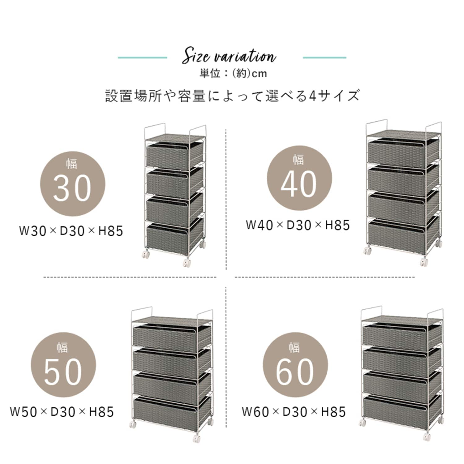 ラタン調ランドリーワゴン（洗面所収納/隙間収納）｜通販のベルメゾン