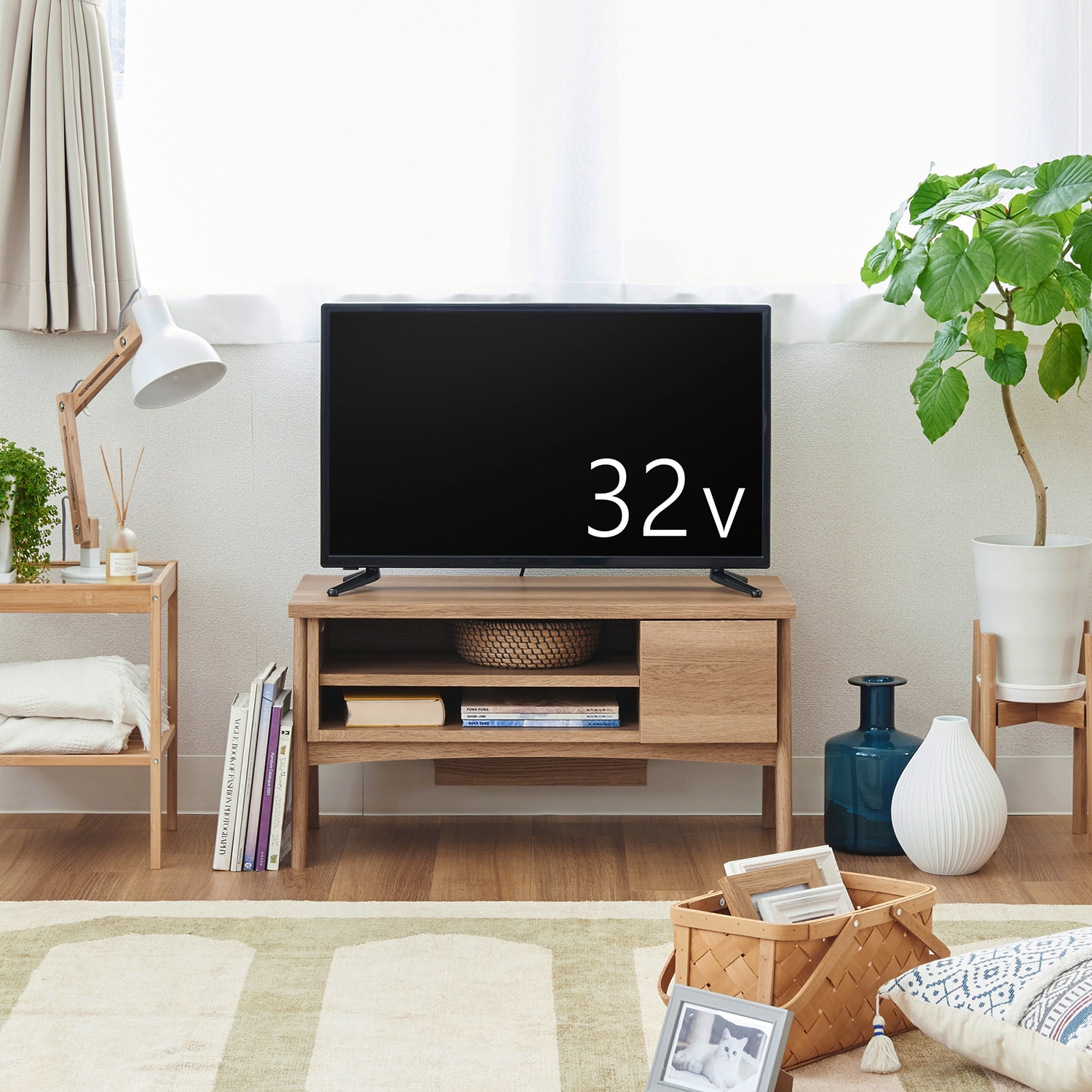 タップ収納付き テレビ台 テレビボード 〔幅147cm ブラック〕 背面