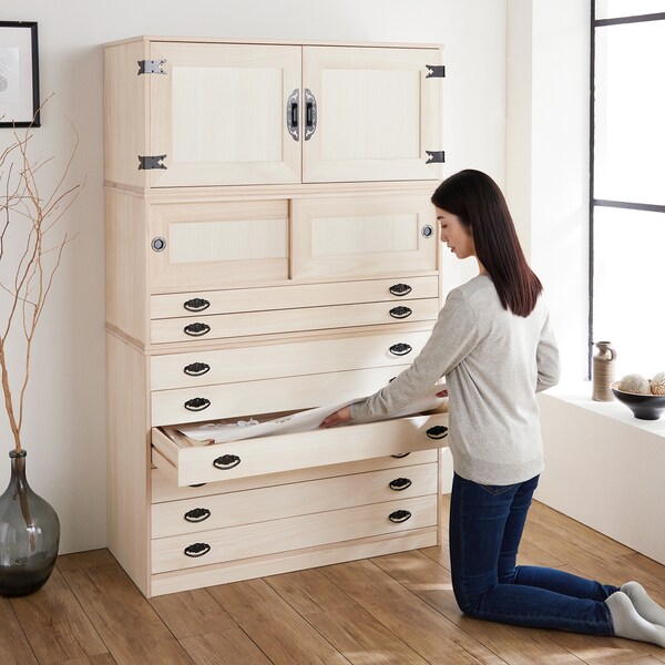 【ベルメゾン】組み合わせて使える桐たんす