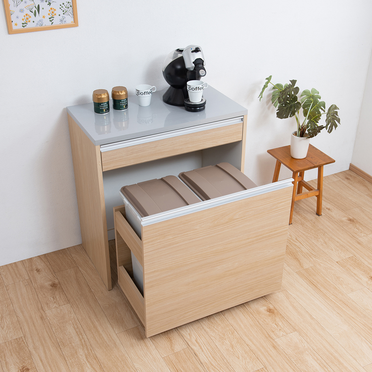 【ベルメゾン】ペール付き間仕切キッチンカウンター 【ベルメゾン】ペール付き間仕切キッチンカウンター