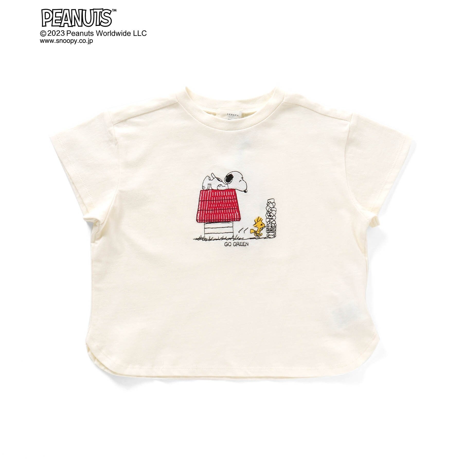 刺繍ラウンドTシャツ「スヌーピー」（子供服 Tシャツ/カットソー