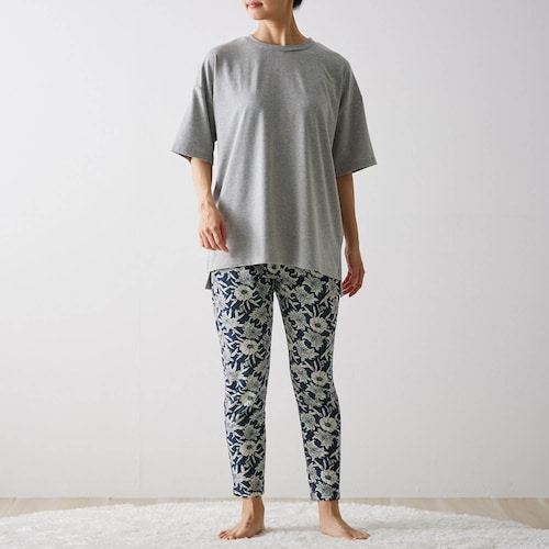 さらっとゆったり綿混ロングTシャツパジャマ