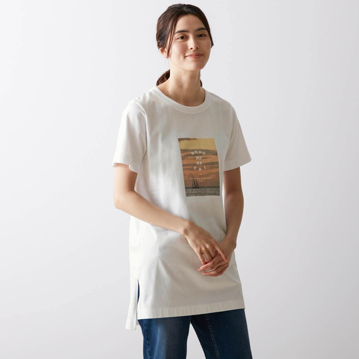 【8月1日再値下げ】 プリントチュニックTシャツ