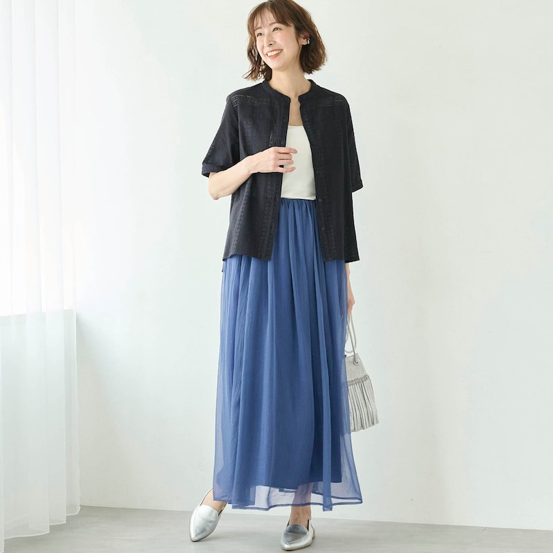 モデル身長169cm／M・総丈88cm　※写真は撮影用のため、総丈+6cmになります。
