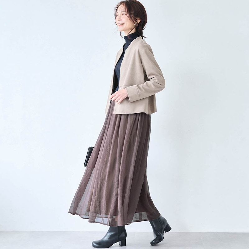 モデル身長170cm／M・総丈88cm　※写真は撮影用のため、総丈+6cmになります。