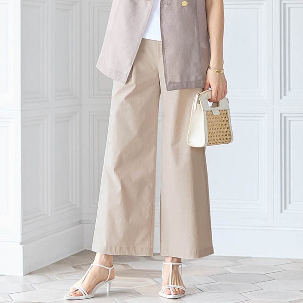 【座(THE)パンツ】夏のリネン混ワイドクロップド・座(THE)パンツ