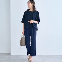 モデル身長168.5cm／M・股下62cm ※写真は撮影用のため股下+6cmになります。ネイビー着用