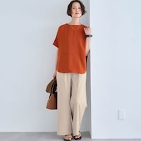 モデル身長168cm／M・股下62cm ※写真は撮影用のため股下+6cmになります。グレージュ着用
