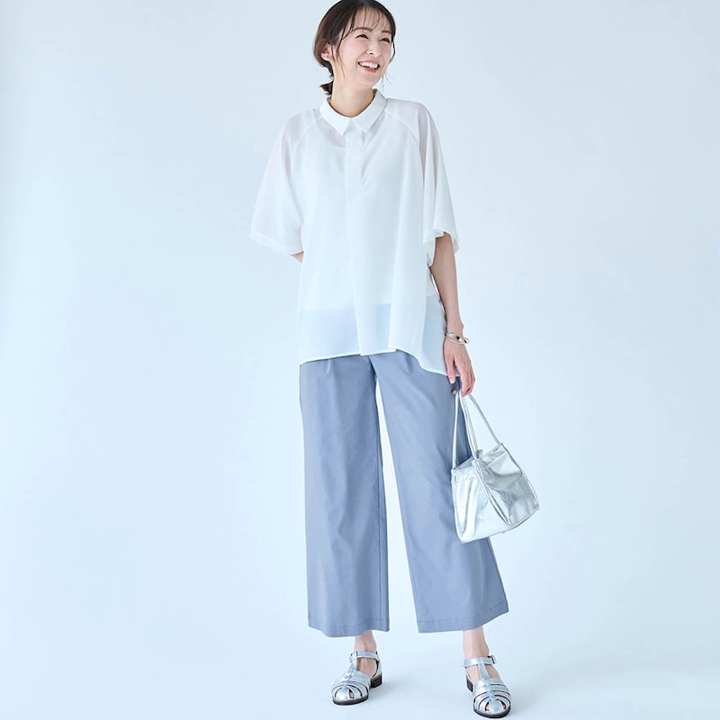 モデル身長169cm／M・股下62cm　※写真は撮影用のため、股下+6cmになります。