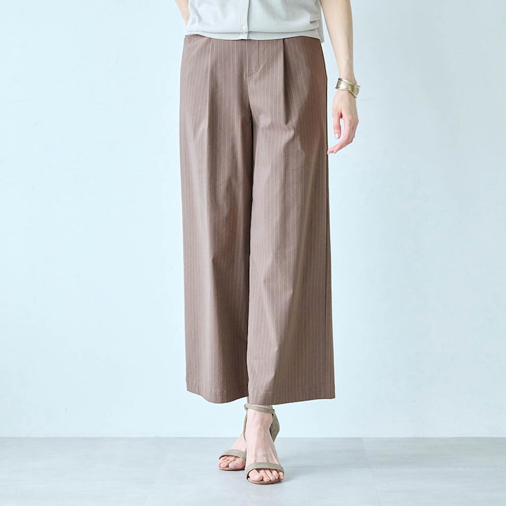 【新色追加】 夏のリネン混ワイドクロップド・座(THE)パンツ