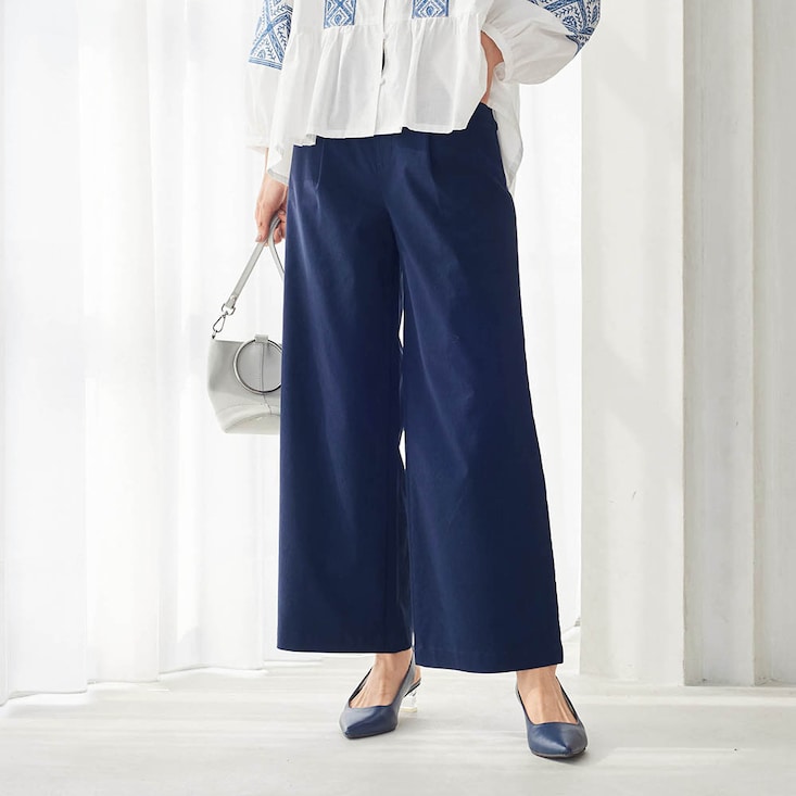 【新色追加】 夏のリネン混ワイドクロップド・座(THE)パンツ