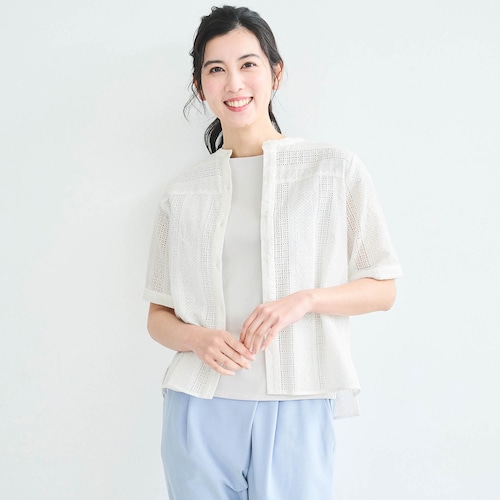 大人のキレイめ刺繍レースブラウス 【S～3L】