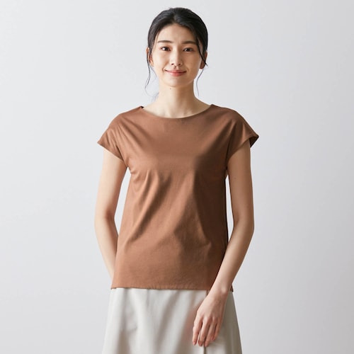 身頃二重フレンチスリーブカットソー［日本製］