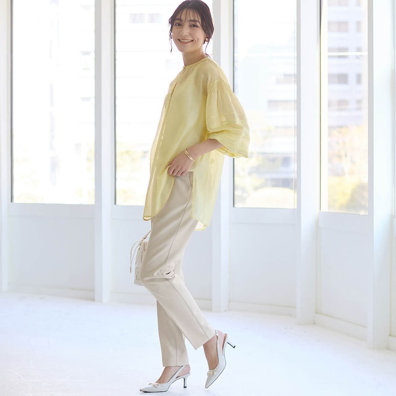 モデル身長170cm／M・股下64cm ※写真は撮影用のため股下+7cmになります。