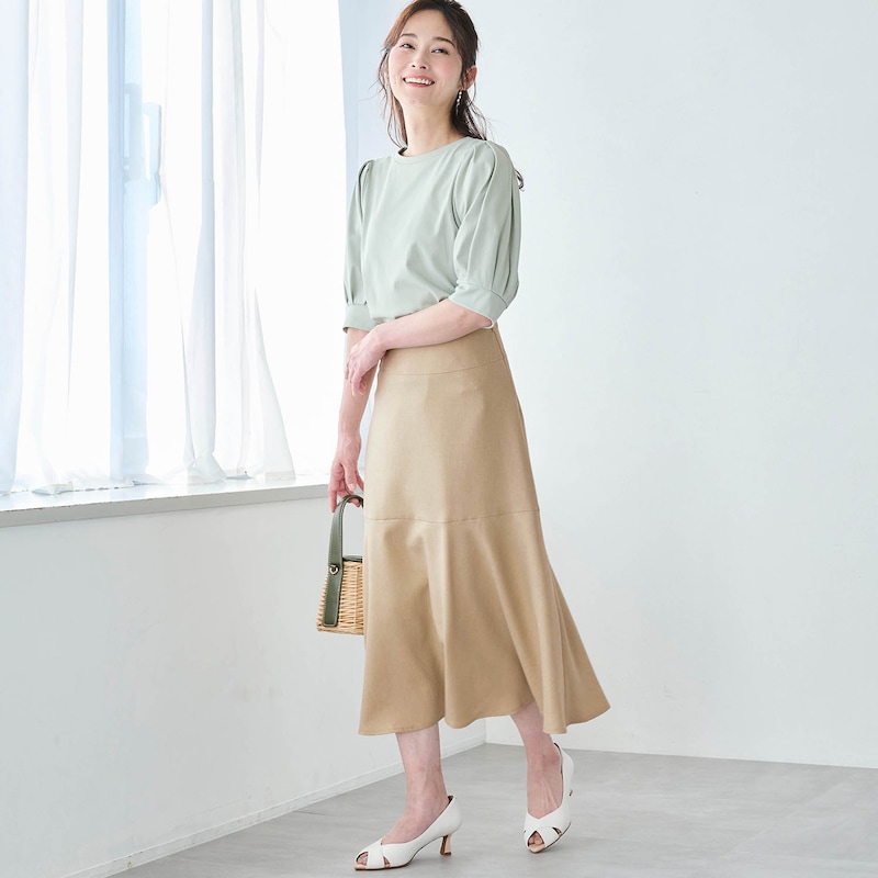 モデル身長166cm／61-89・総丈71cm※写真は撮影用のため総丈+8cm＜ベージュ＞