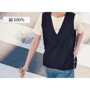 【ナチュラル & スタンダード/natural & standard】コットン100%ベスト