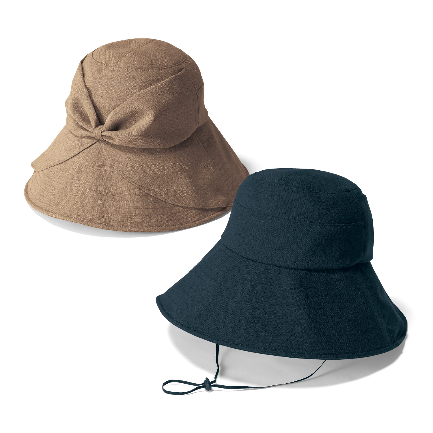 【ベルメゾン】丸洗いできるつば広リボンハット(あごひも付き) 【UV対策】