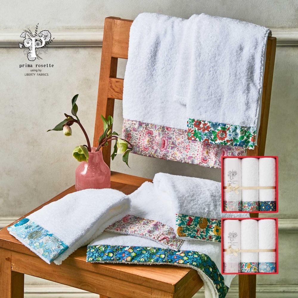 【prima rosette using by LIBERTY FABRICS】LIBERTY FABRICS フェイスタオル3枚セット