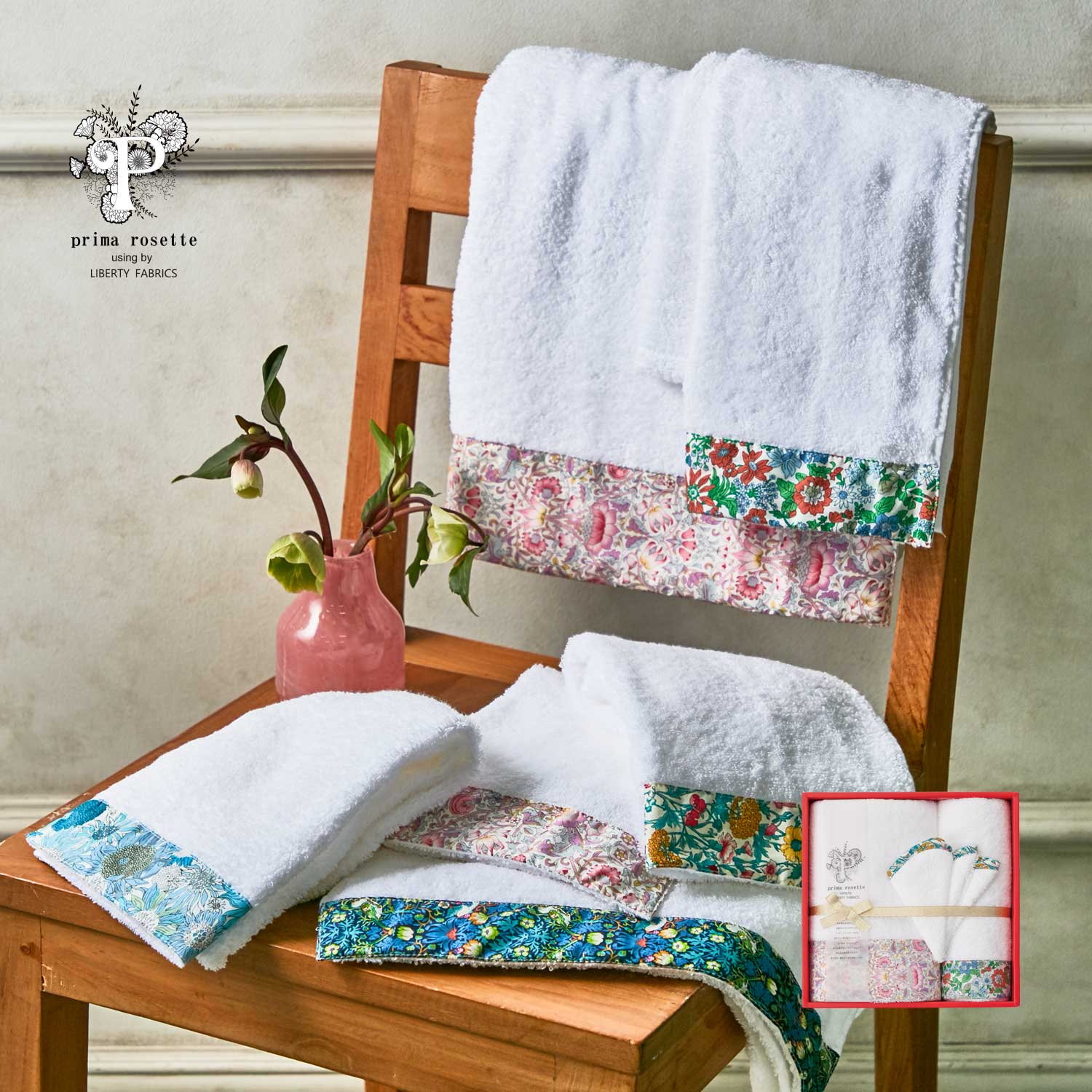 【prima rosette using by LIBERTY FABRICS】LIBERTY FABRICS バス・フェイス・ミ二/タオル3枚セット