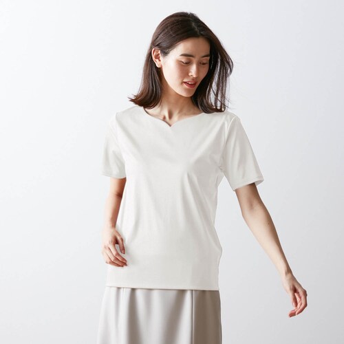 身頃二重半袖ハートネックカットソー［日本製］ 【累計販売13万枚突破】