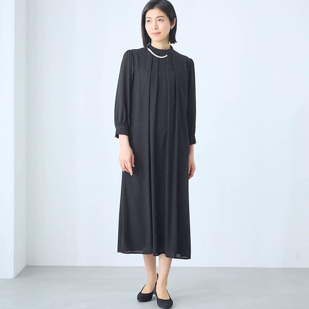 フォーマルにも使えるブラックワンピース 【喪服・礼服】【洗濯機OK】 フォーマルにも使えるブラックワンピース 【喪服・礼服】【洗濯機OK】