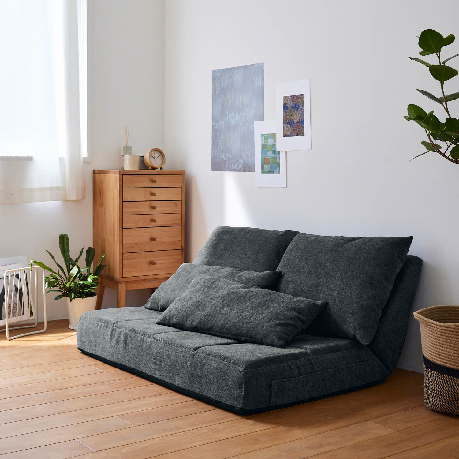 【BELLE MAISON DAYS】組み合わせて使えるリクライニングカバーリングローソファー