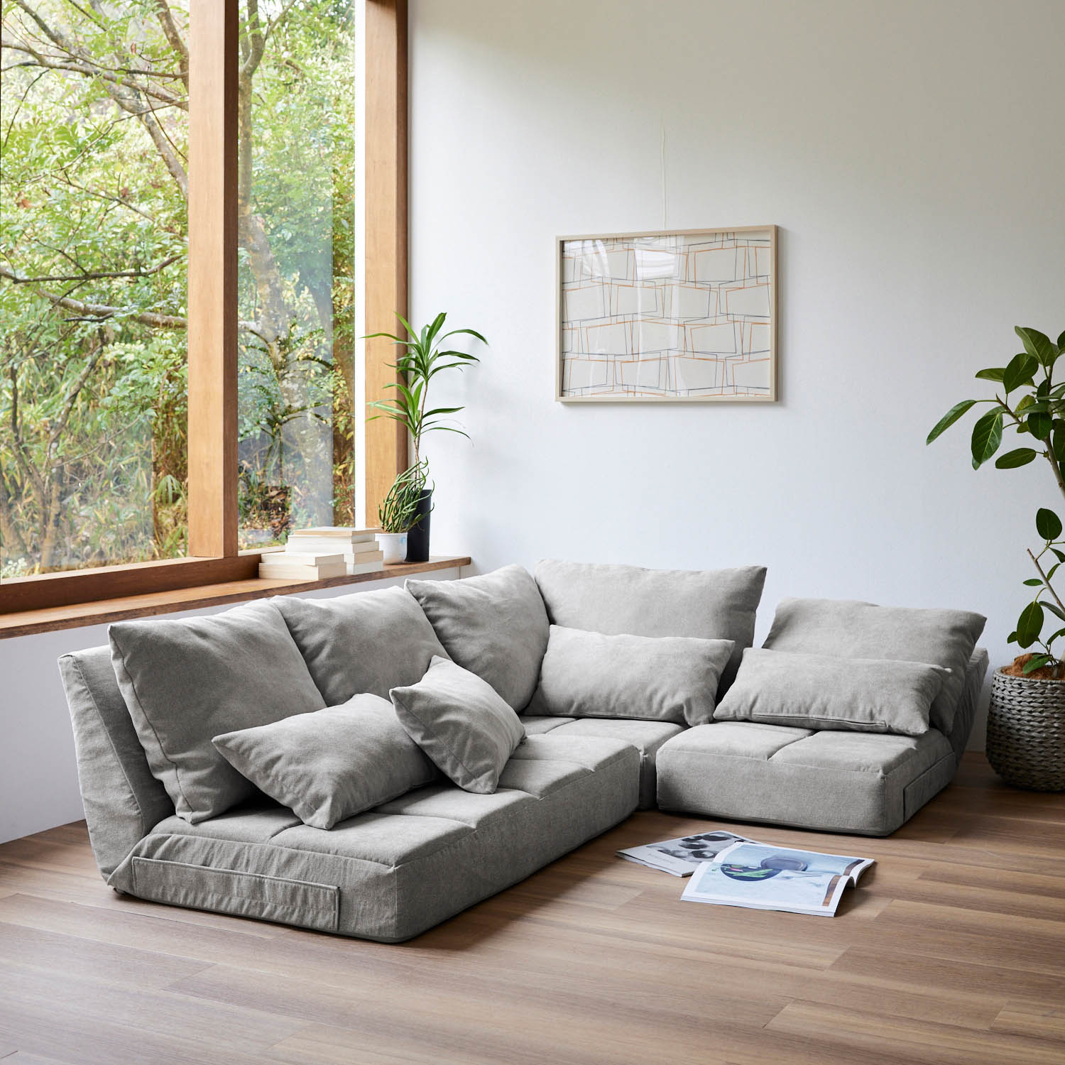 【BELLE MAISON DAYS】組み合わせて使えるリクライニングカバーリングローソファーセット