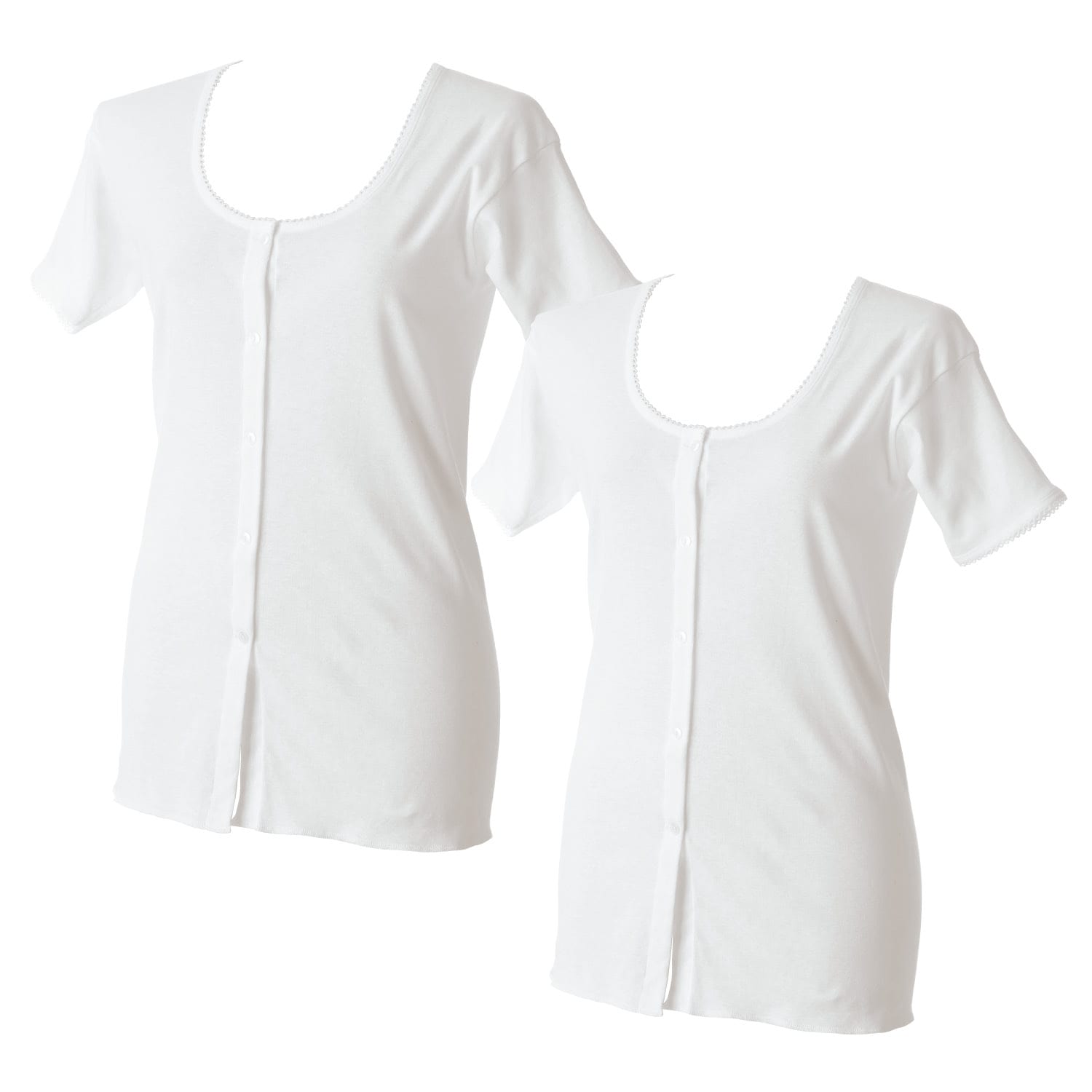 快適工房 ３分袖前開きボタン付きシャツ（2枚組）（半袖インナー