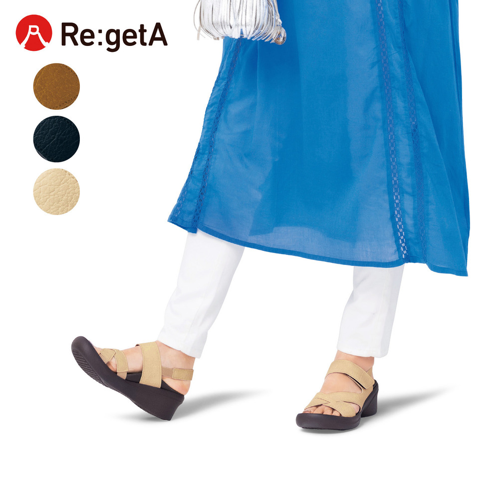 【リゲッタ/Re:getA】歩きやすいソール形状のクロスベルトサンダル[日本製]