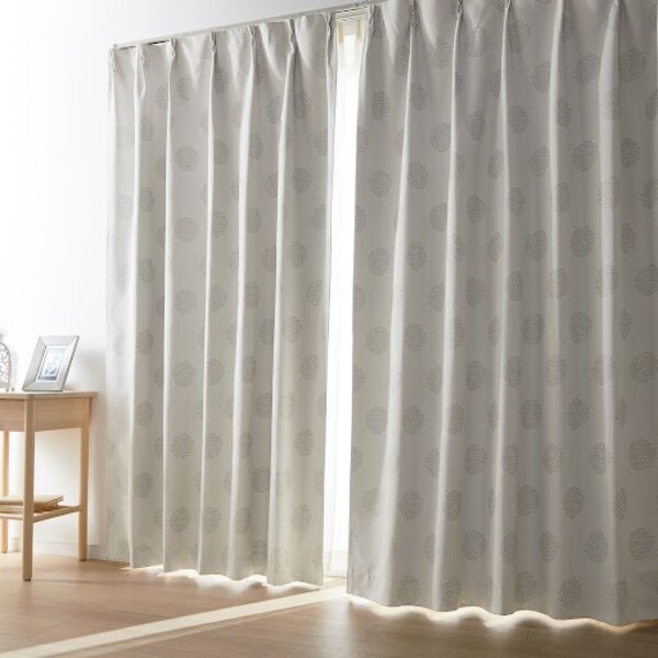 【ベルメゾン】【オーダー】 裏面コーティングの刺し子デザインの遮光・遮熱・防音オーダーカーテン