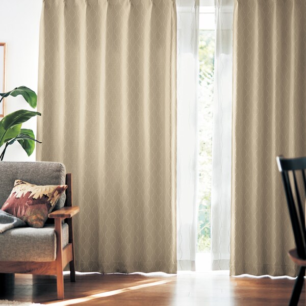 【ベルメゾン】【オーダー】 刺繍のようなつらなりドットデザインのジャカード織遮光・形状記憶オーダーカーテン