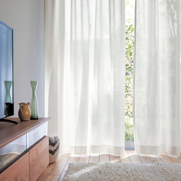 【ベルメゾン】【オーダー】 花粉キャッチ機能付き昼間外から見えにくいUVカットオーダーボイルカーテン