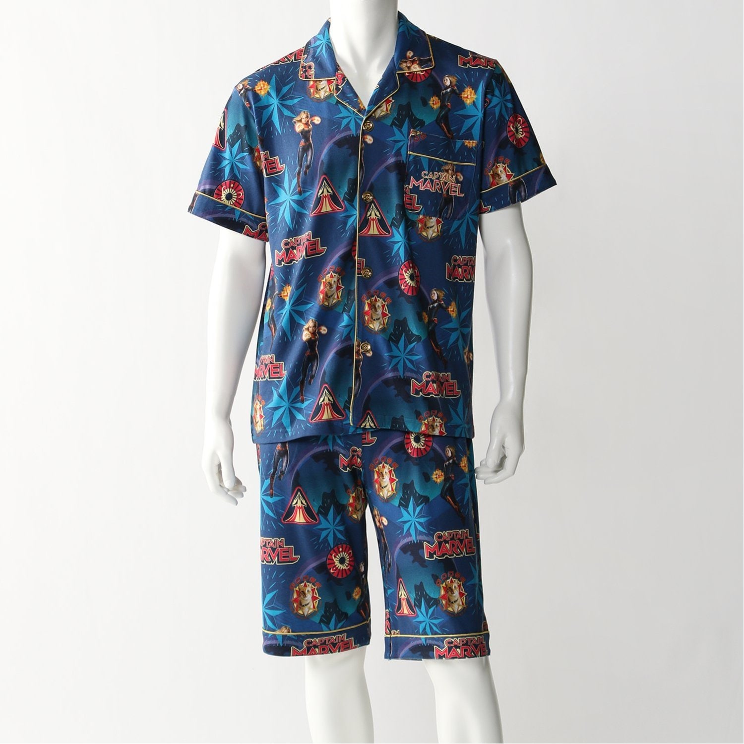 【マーベル/MARVEL】【ユニセックス】カットソー素材の開襟パジャマ(選べるキャラクター)画像