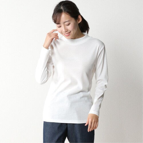 リブミニハイネック長袖Tシャツ