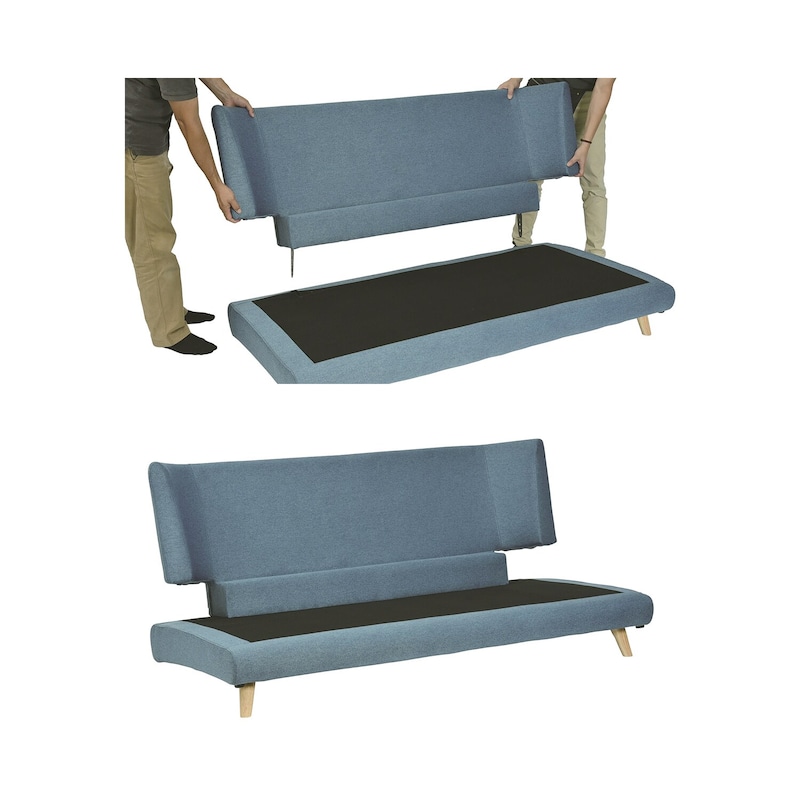 背もたれ、座面が外れる搬入出しやすい仕様です。/ブルー