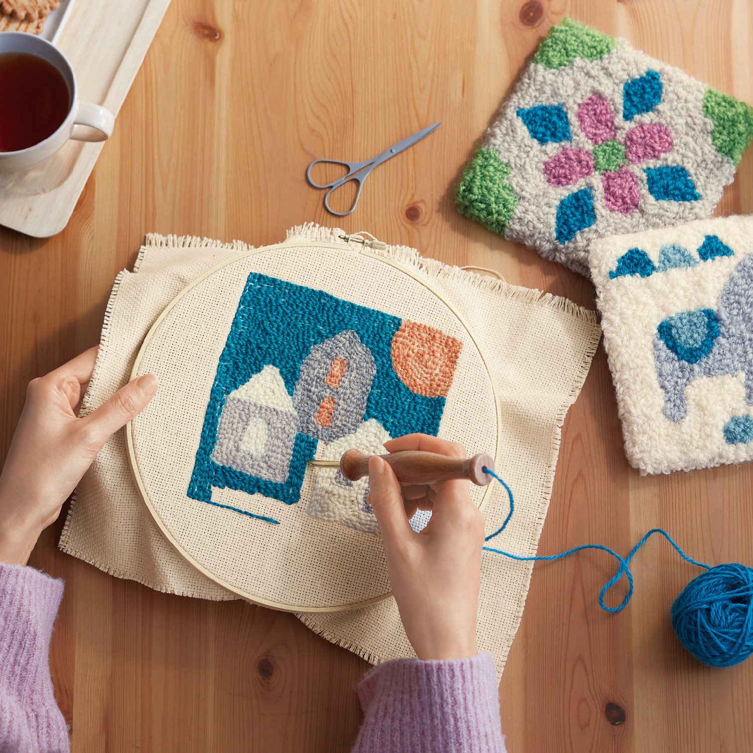 【くららぼ】パンチニードルで作るミニラグ手作りキット