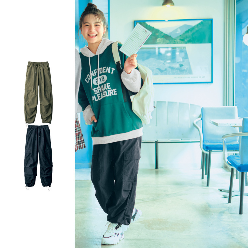 【パペル ラピス/Papel lapiz】裾スピンドルが収納できる!ナイロンパラシュートカーゴパンツ(ウエスト調節可) 【子供ズボン】 【パペル ラピス/Papel lapiz】裾スピンドルが収納できる!ナイロンパラシュートカーゴパンツ(ウエスト調節可) 【子供ズボン】