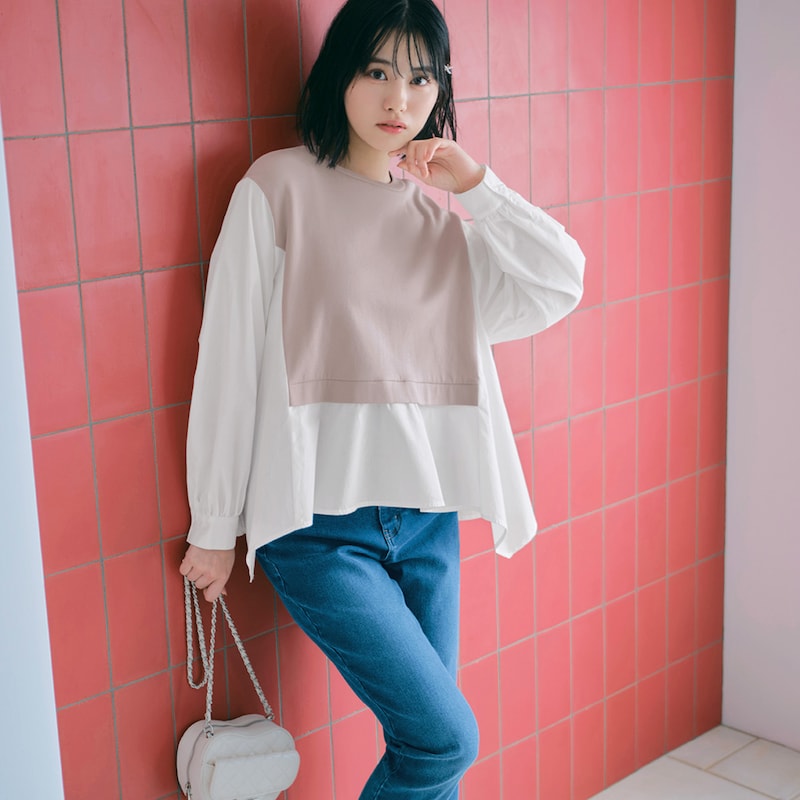 グレージュ／モデル身長164cm・サイズJ-M