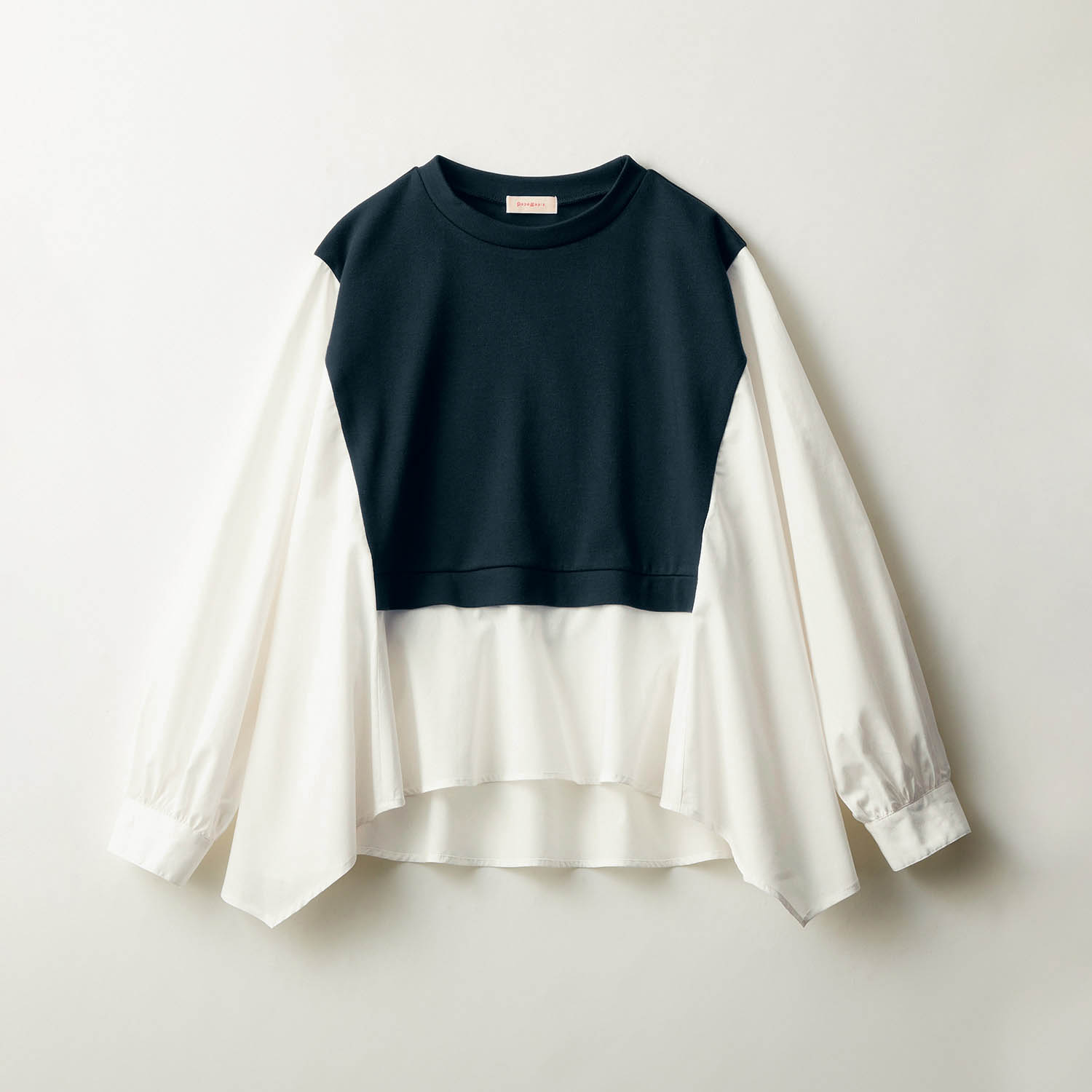 ボリュームギャザー切替え綿素材プルオーバー 【子供服 長袖】 ボリュームギャザー切替え綿素材プルオーバー 【子供服 長袖】