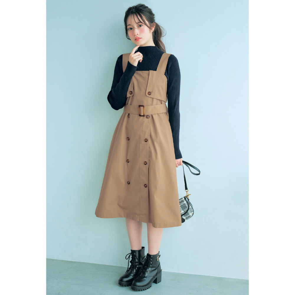 【パペル ラピス/Papel lapiz】共布ベルト付きトレンチ風ジャンスカ 【子供服】