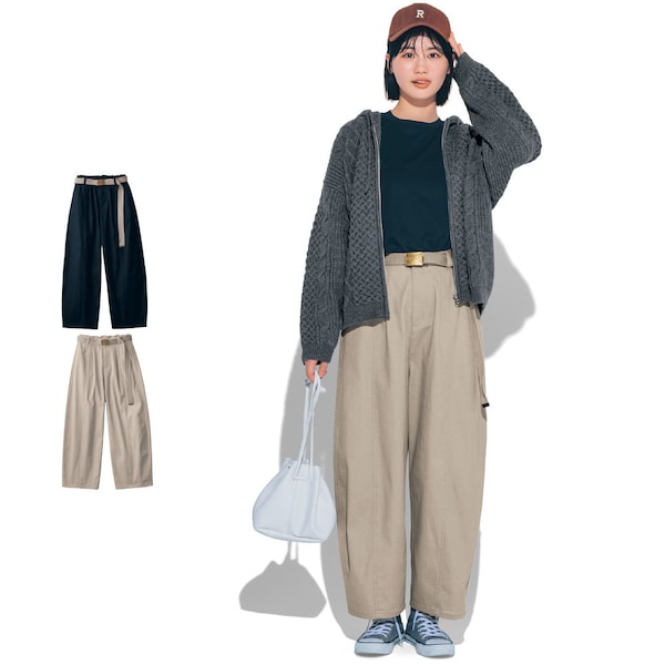 【STANDARD me】ロングベルト付きボリュームカーブパンツ(ウエスト調節可) 【子供ズボン】