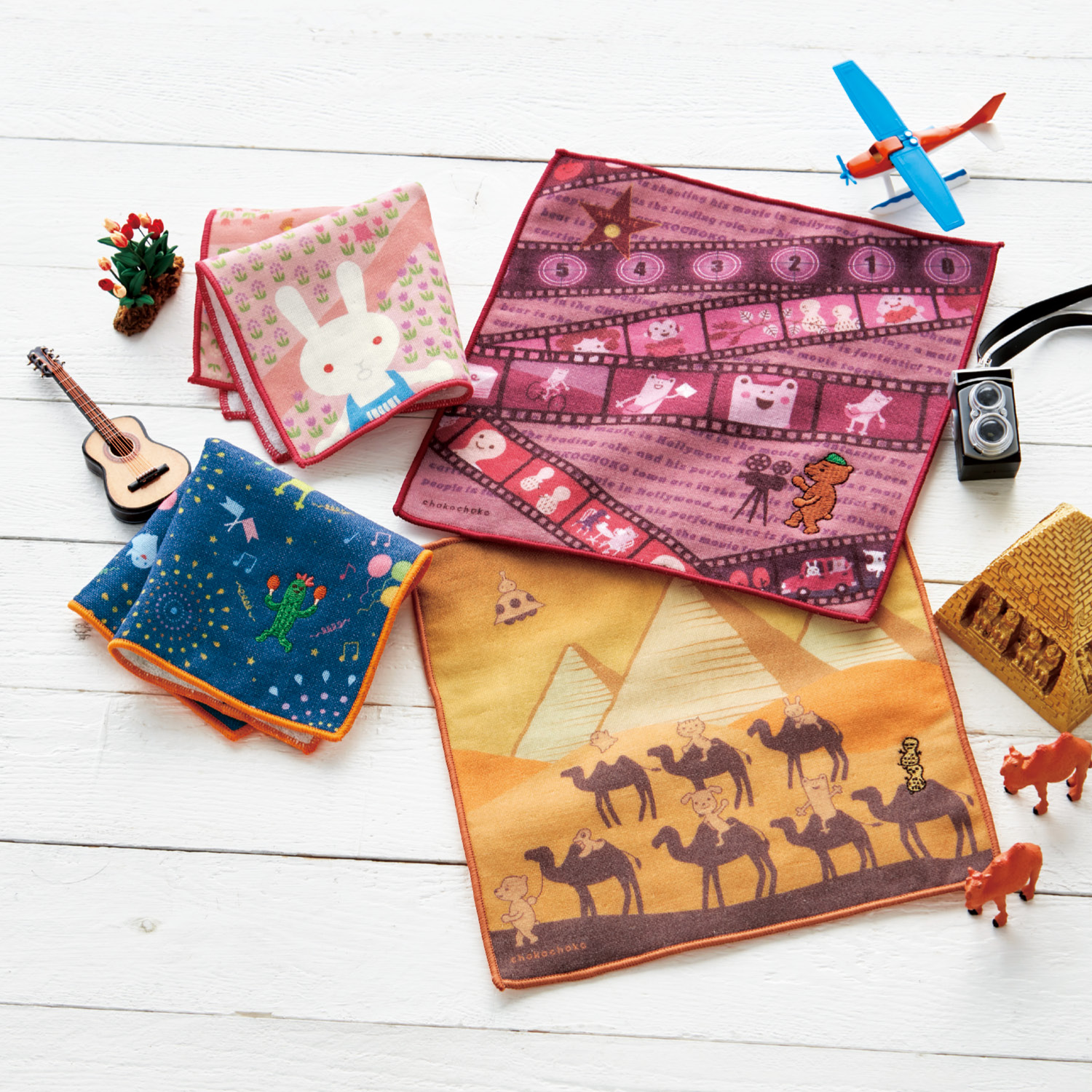 【ちょこちょこ】ちょこちょこ 旅気分な今治ガーゼタオルハンカチ