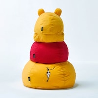 中段は径約30cm、最下段は径約42cmのビーズクッション