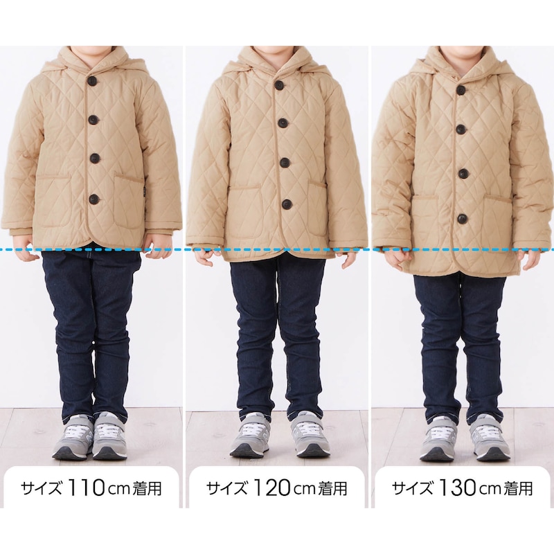 サイズ別着用比較／モデル身長112cm