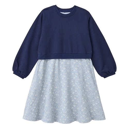バックリボンドッキングワンピース 【子供服 長袖】