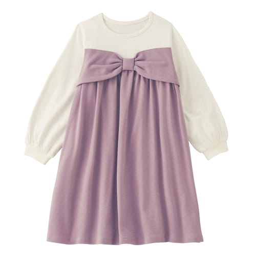 リボンビスチェ風長袖ワンピース 【子供服 きょうだいリンク】