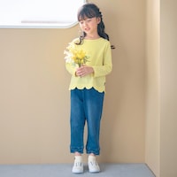 ブルー（デニム）／モデル身長114.5cm・サイズ110